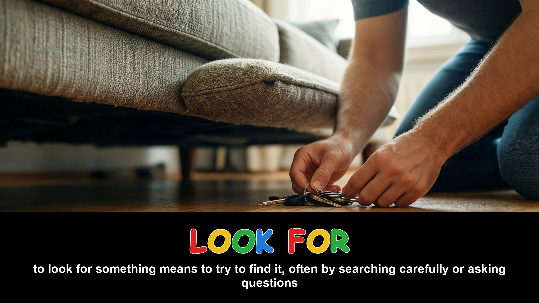 English Illustration for look for